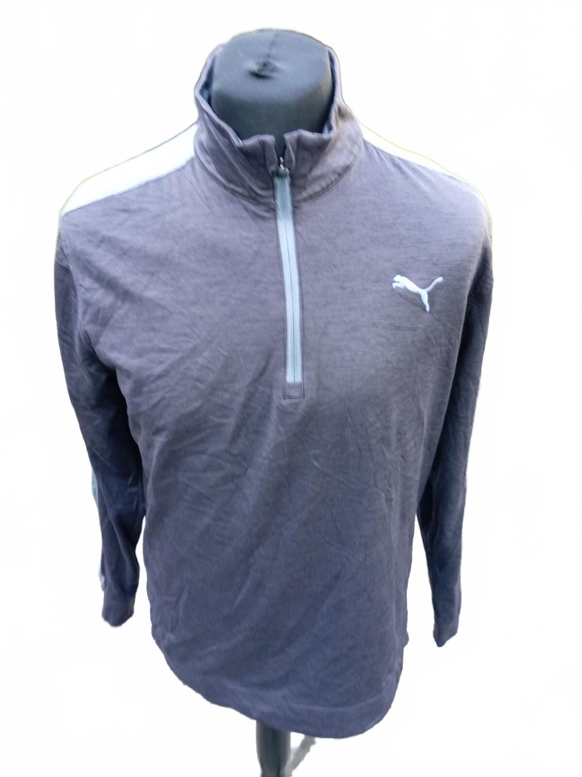 Puma Men's Medium 1/4 Zip Training Top - Grey Marl & White - Excellent Condition