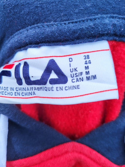FILA Retro Colour block Hoodie Red White Navy - Multi Logo Sleeves - Medium