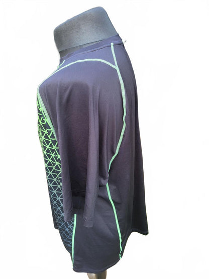 FILA Men's Black & Neon Green Grid Graphic Gym Tee - Size XXL
