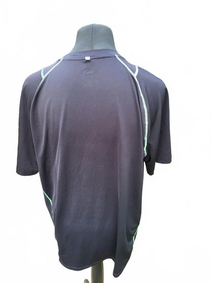 FILA Men's Black & Neon Green Grid Graphic Gym Tee - Size XXL