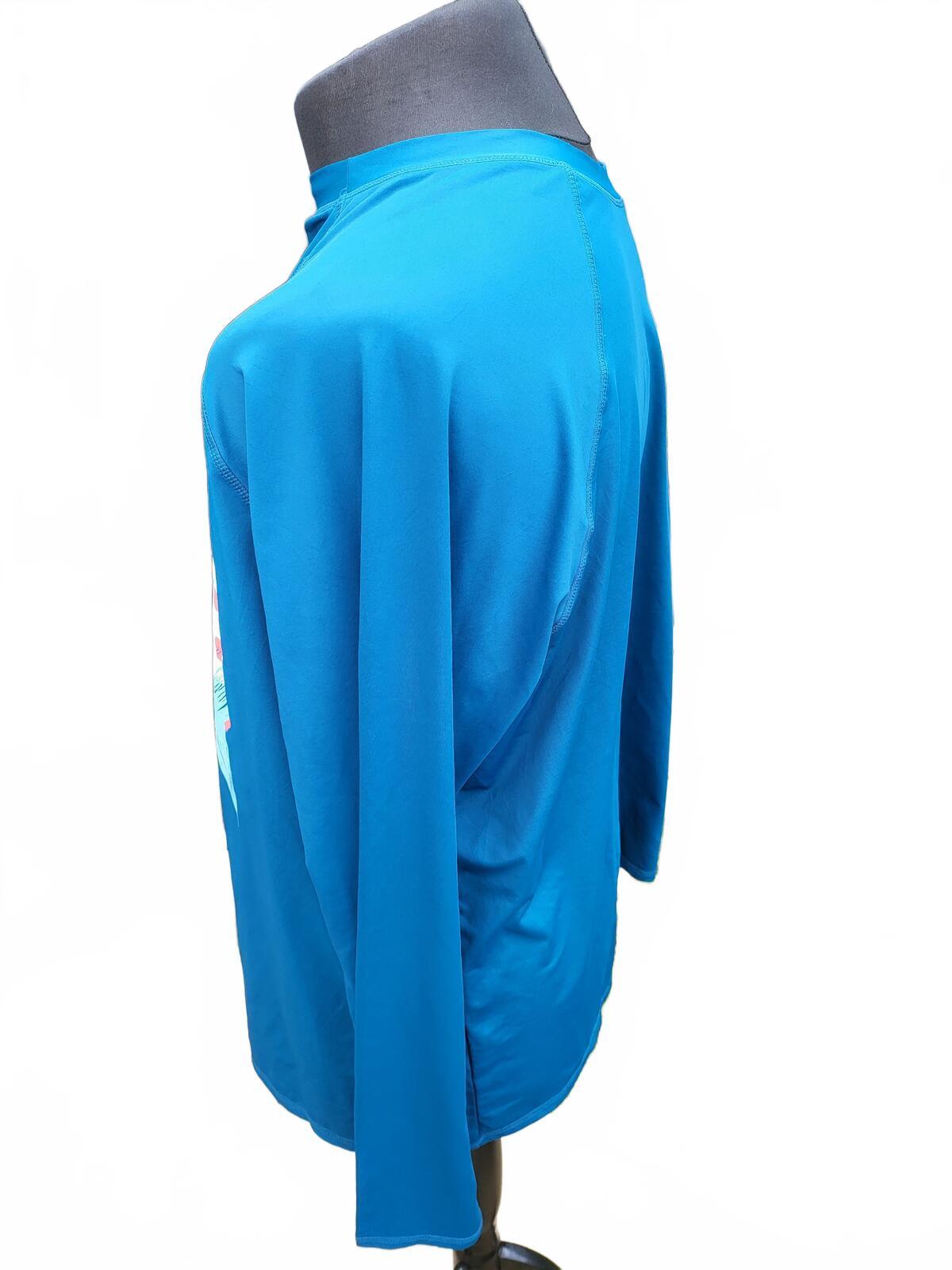 Chaps Ralph Lauren Blue Long Sleeve Swim Rash Guard Marlin Graphic - XL