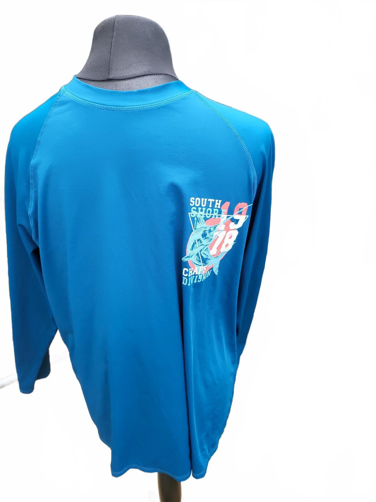Chaps Ralph Lauren Blue Long Sleeve Swim Rash Guard Marlin Graphic - XL