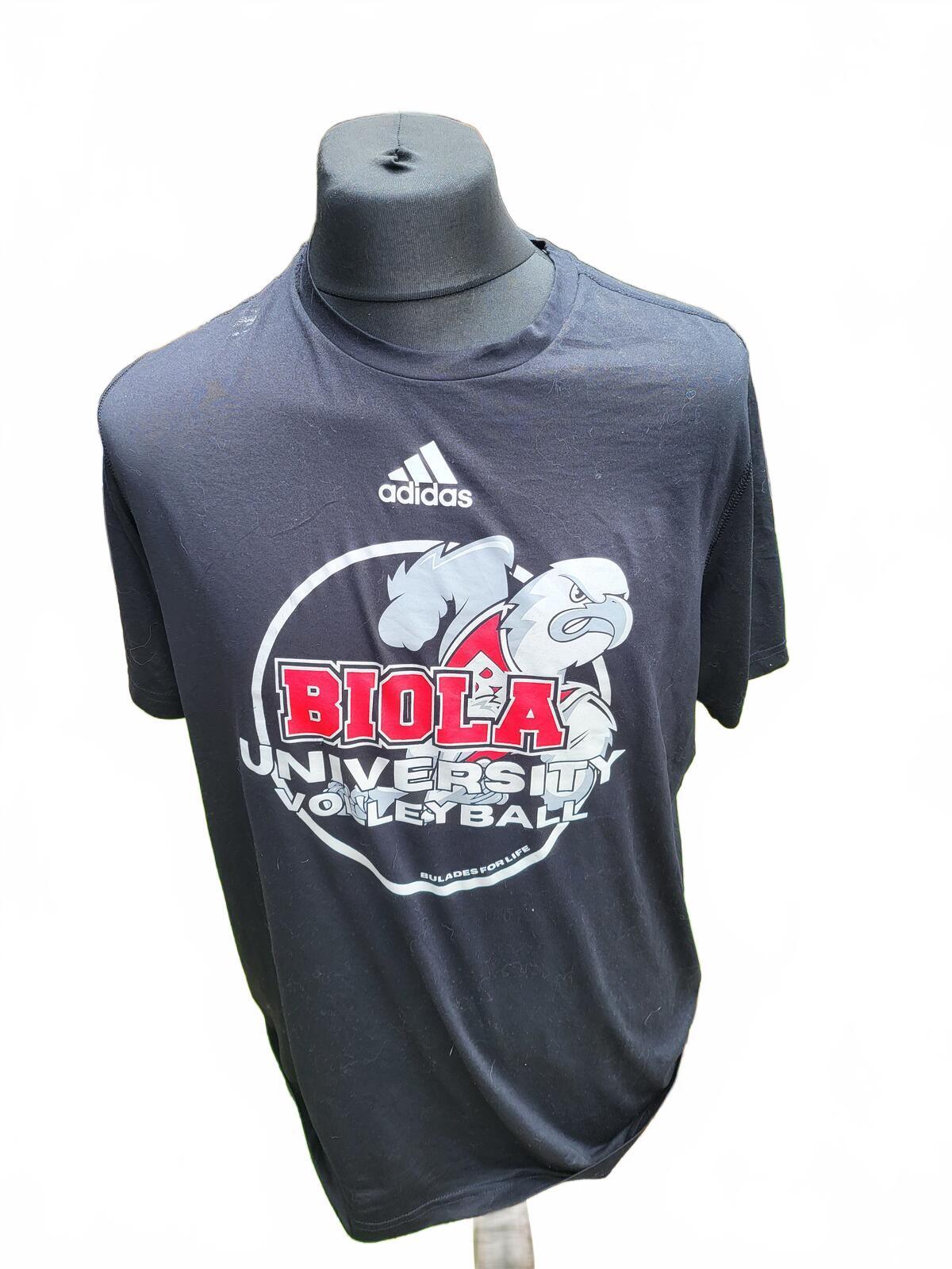 Men's Black Adidas Biola University Volleyball Eagles Graphic T-Shirt - Size L