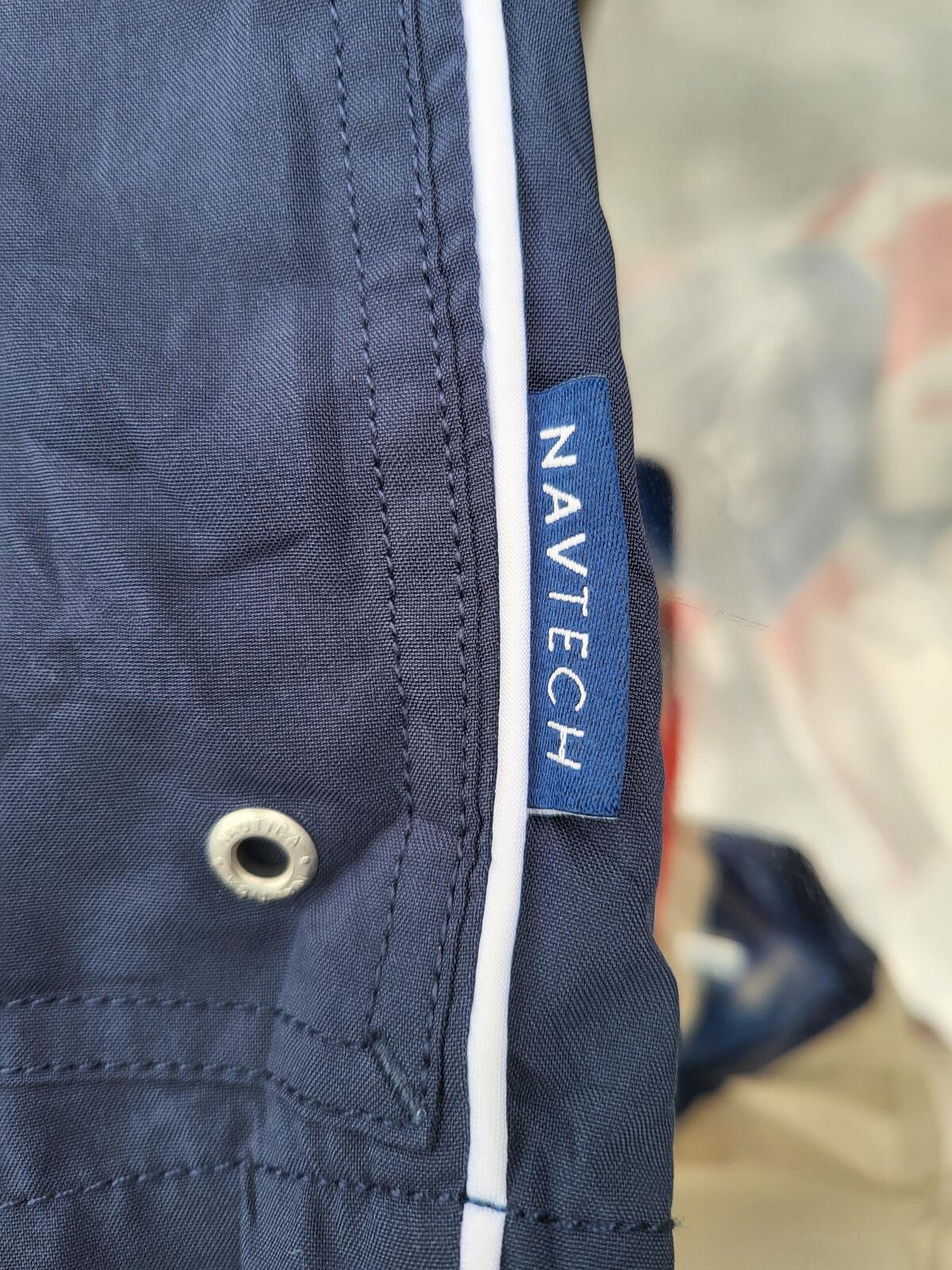 Nautica NavTech Men's Navy Blue Swim Shorts with Side Pocket - Size 36W