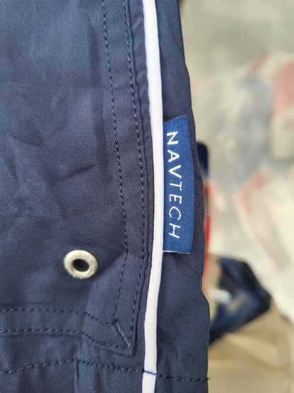 Nautica NavTech Men's Navy Blue Swim Shorts with Side Pocket - Size 36W