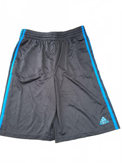 Adidas Boys' Black Athletic Shorts with Blue Stripe Size LY - 14/16