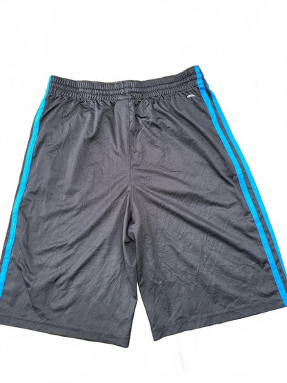 Adidas Boys' Black Athletic Shorts with Blue Stripe Size LY - 14/16