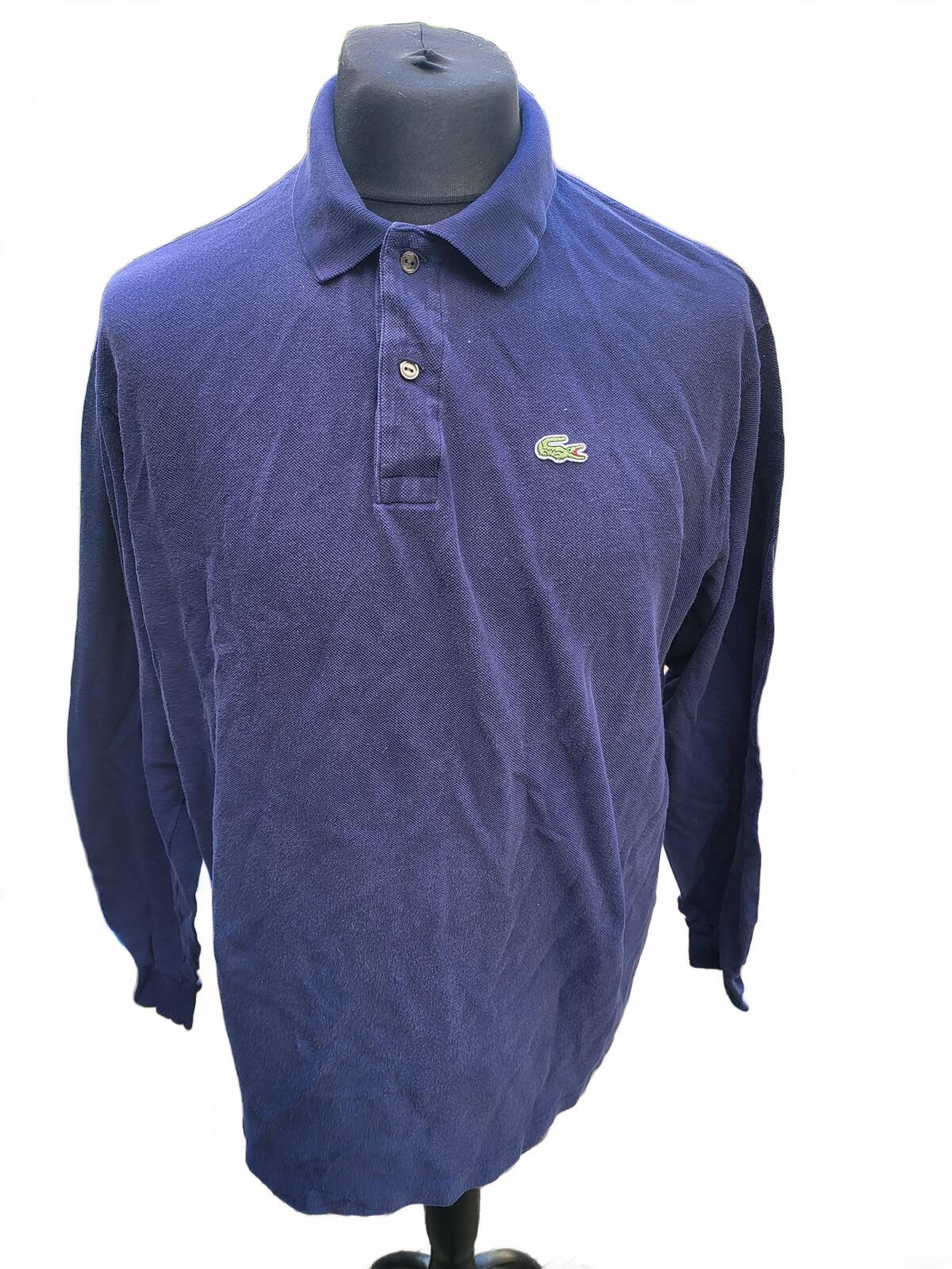 Lacoste Men's Long Sleeve Polo Shirt Navy Blue - Size 7 - XL