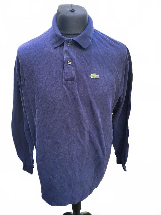 Lacoste Men's Long Sleeve Polo Shirt Navy Blue - Size 7 - XL