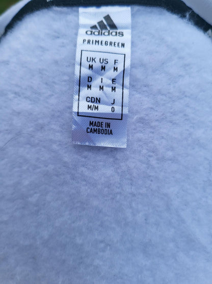 Adidas White Three-Stripe Crewneck Sweatshirt Jumper - Size Medium