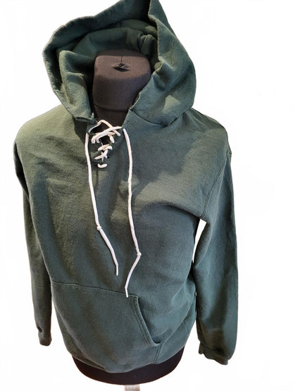 Unisex Green Hoodie with Lace-up / Kangaroo Pocket - YXL - Youth Extra Large