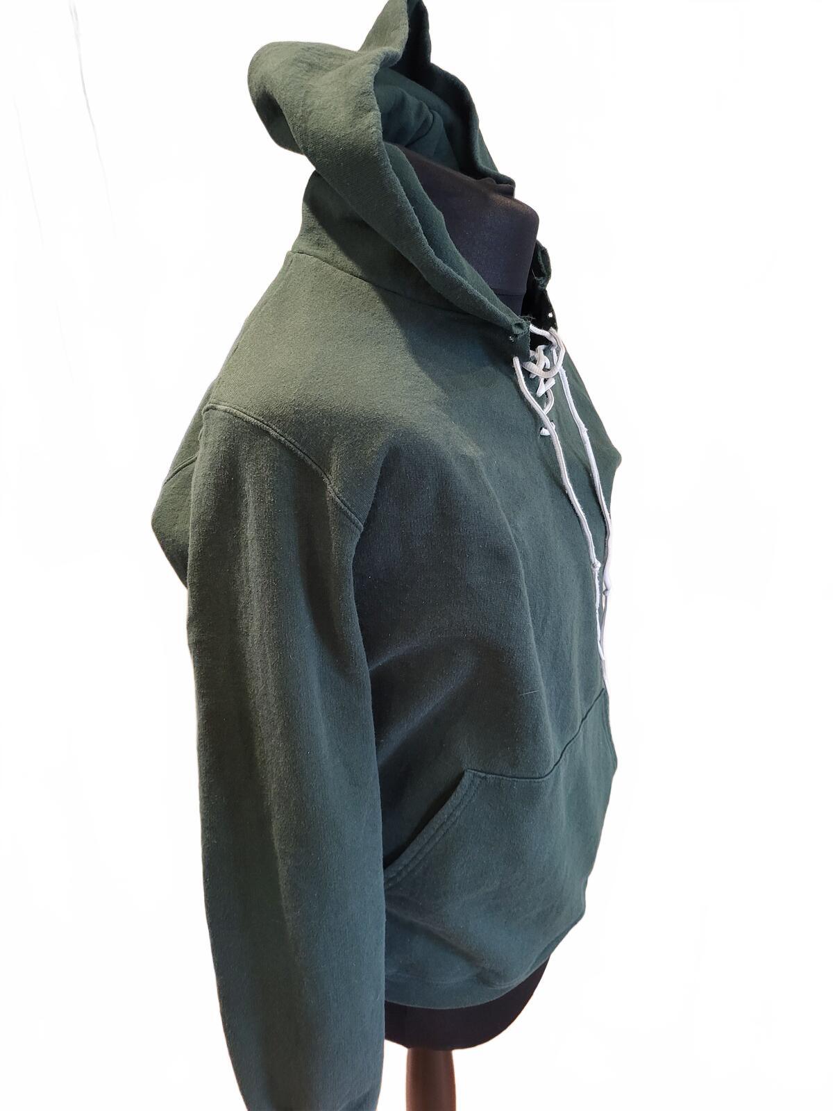 Unisex Green Hoodie with Lace-up / Kangaroo Pocket - YXL - Youth Extra Large