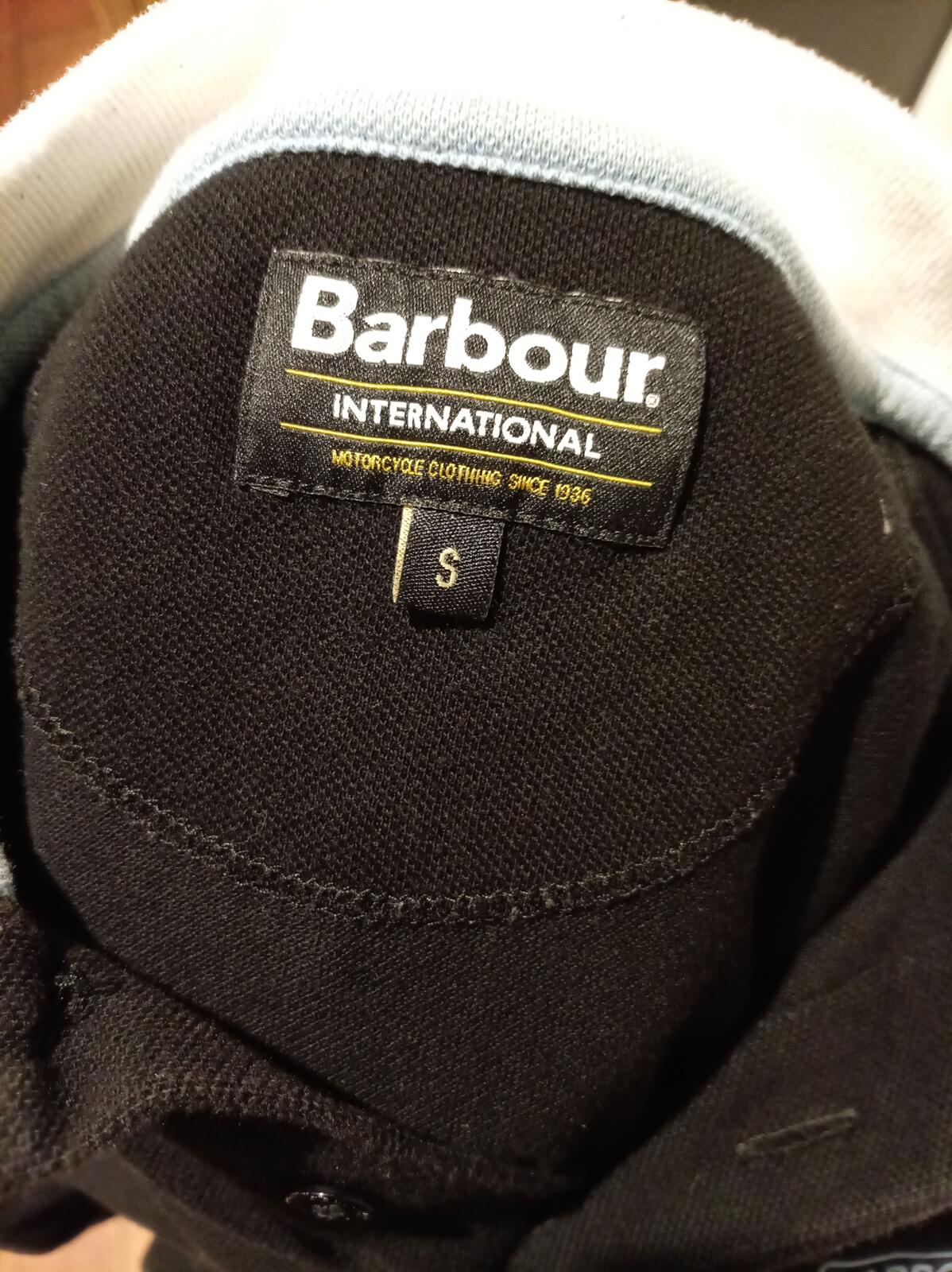 Barbour Black Polo Shirt with White Collar - Small