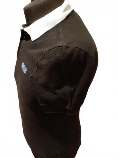 Barbour Black Polo Shirt with White Collar - Small