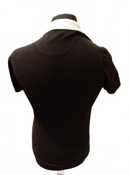 Barbour Black Polo Shirt with White Collar - Small
