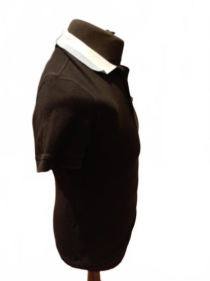 Barbour Black Polo Shirt with White Collar - Small