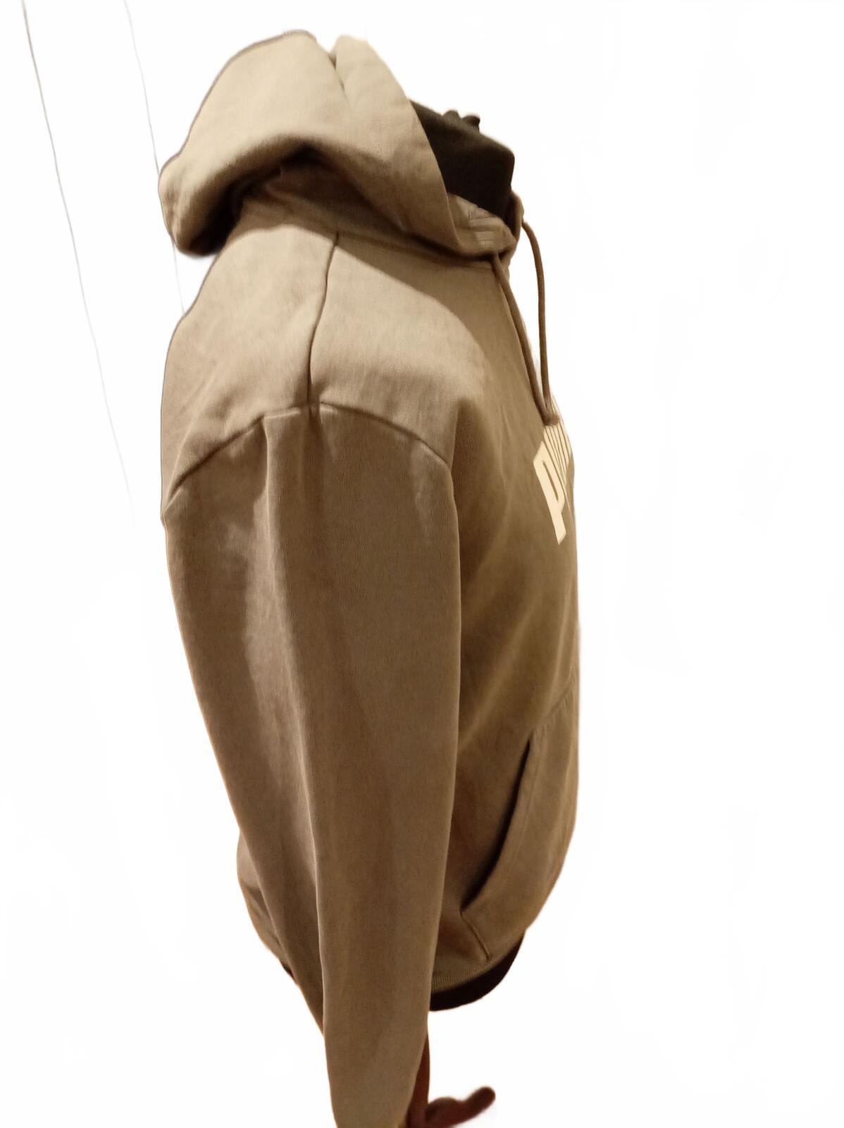 Puma Men's Hooded Sweatshirt in Light Brown/Beige - Medium