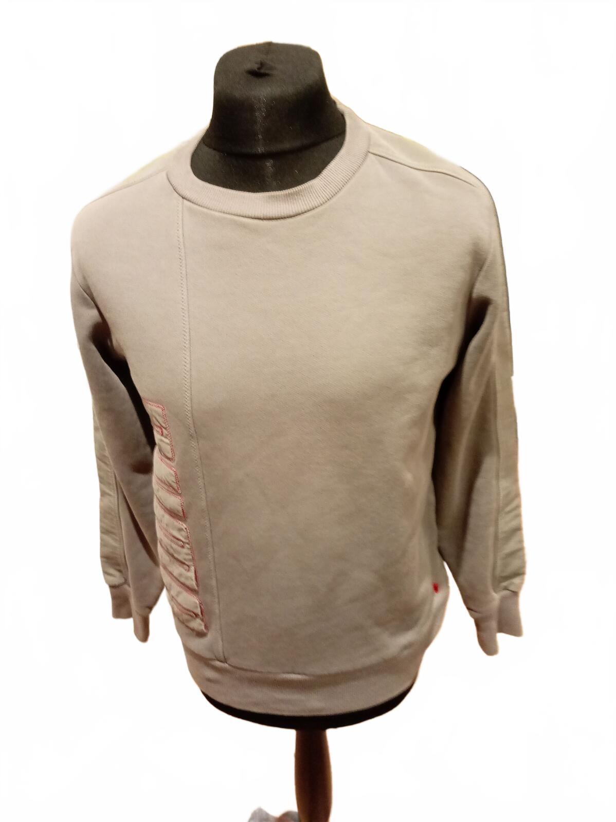Puma Beige Crewneck Sweatshirt with Logo Detail - Small