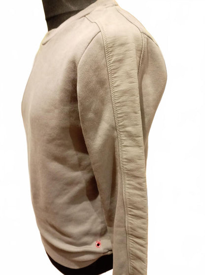 Puma Beige Crewneck Sweatshirt with Logo Detail - Small