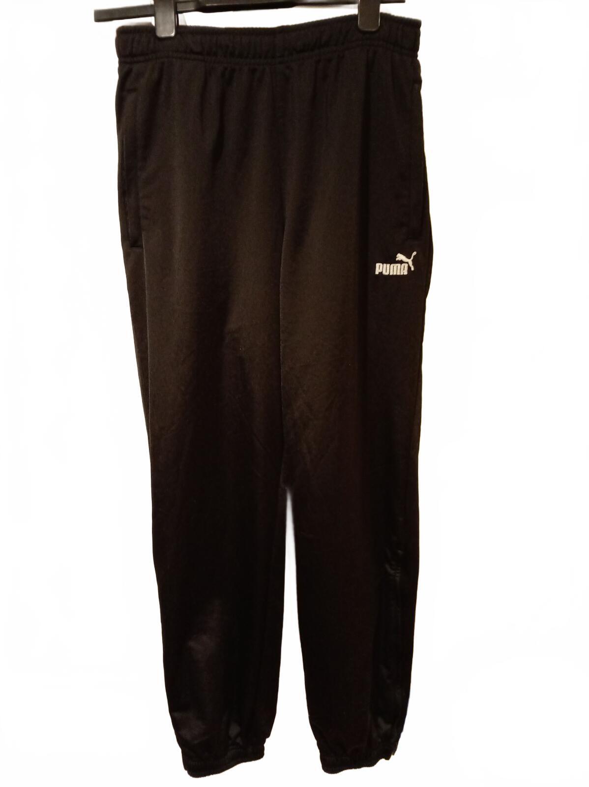 Puma Black Track Pants with Elastic Waist and Ankle Cuffs - Medium
