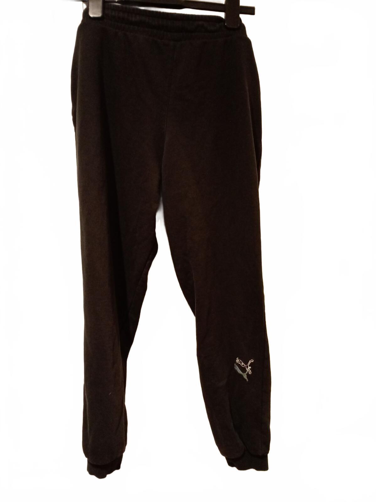Puma Black Jogger Pants with Yellow Logo - Aged 13 to 14