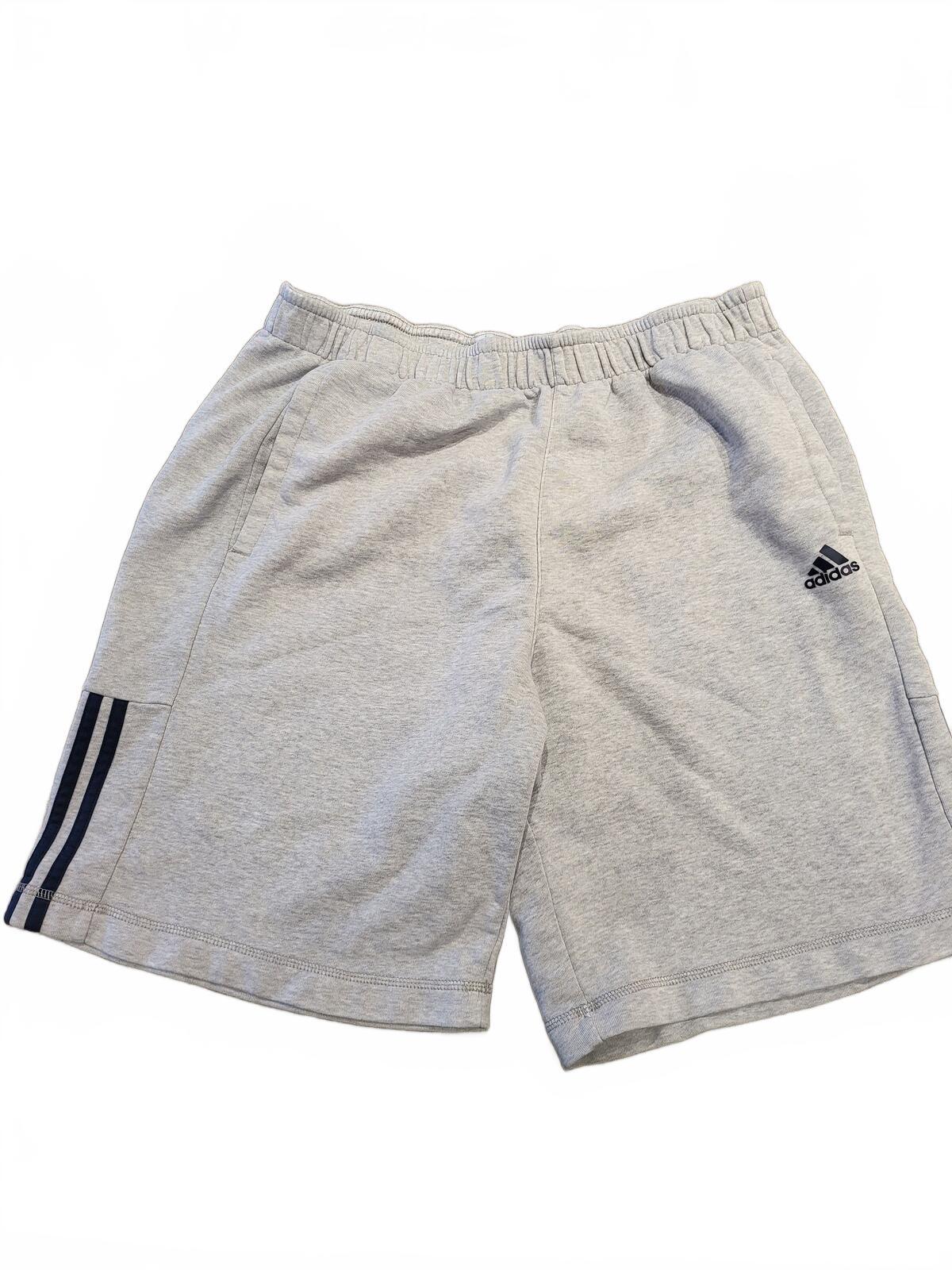 Adidas Grey Athletic Shorts with Navy Stripes - XL