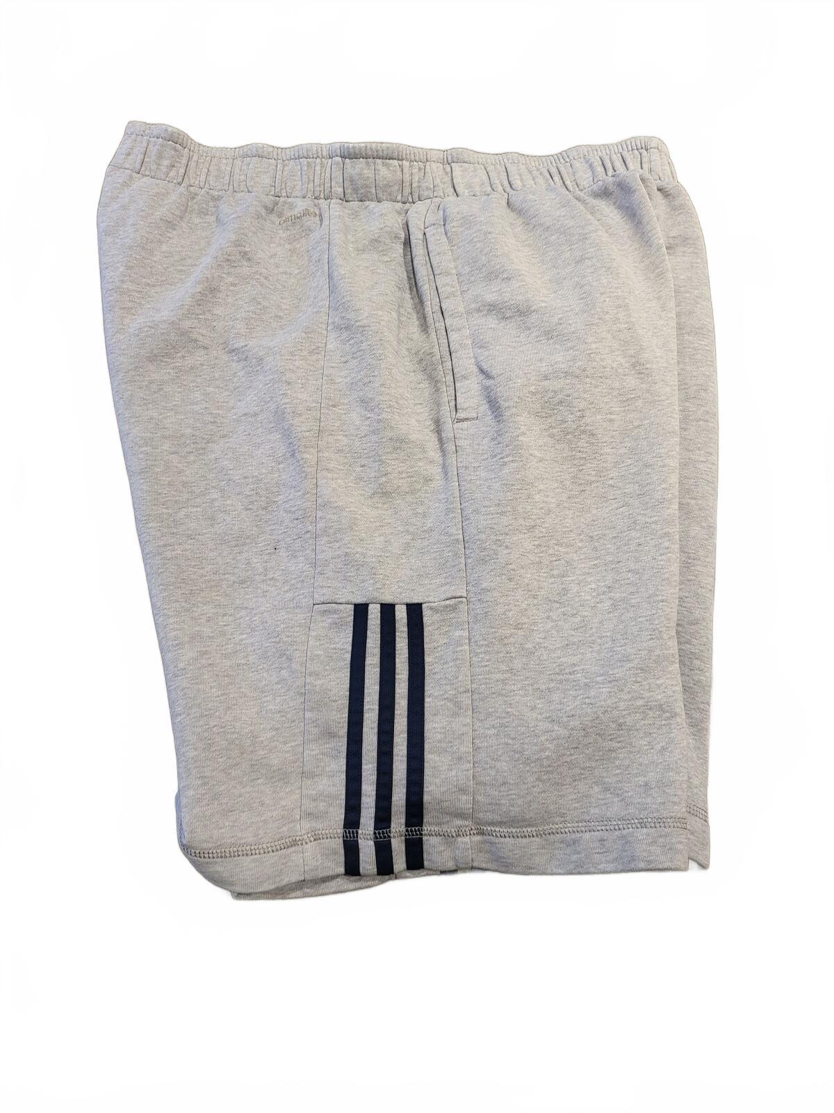 Adidas Grey Athletic Shorts with Navy Stripes - XL