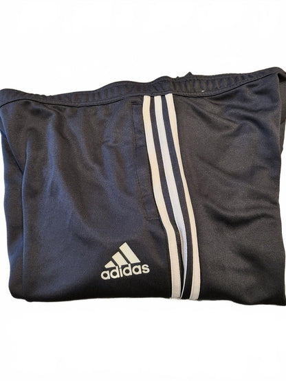 Adidas Black Track Pants with White Stripes - Large