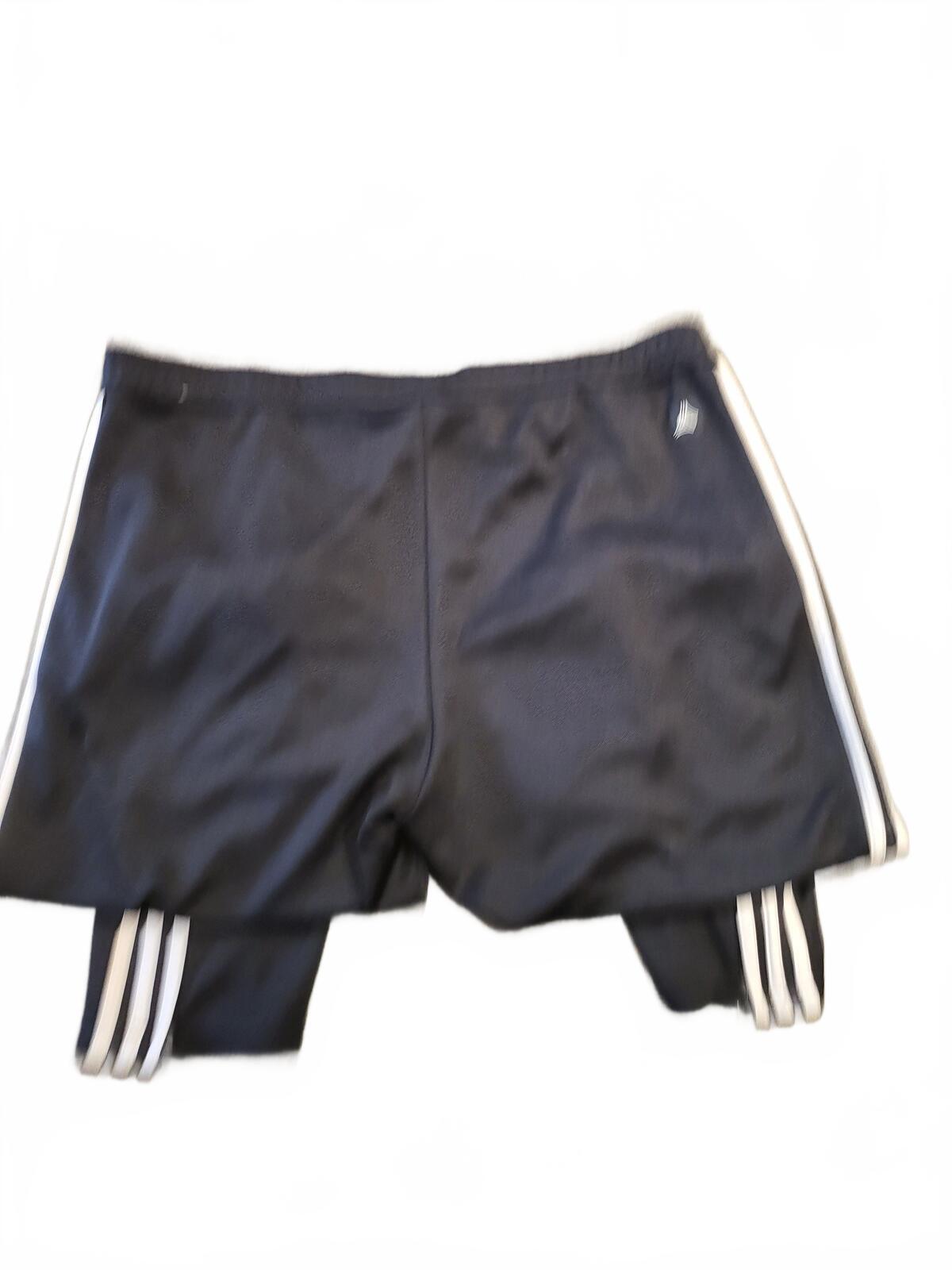 Adidas Black Track Pants with White Stripes - Large