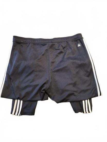 Adidas Black Track Pants with White Stripes - Large