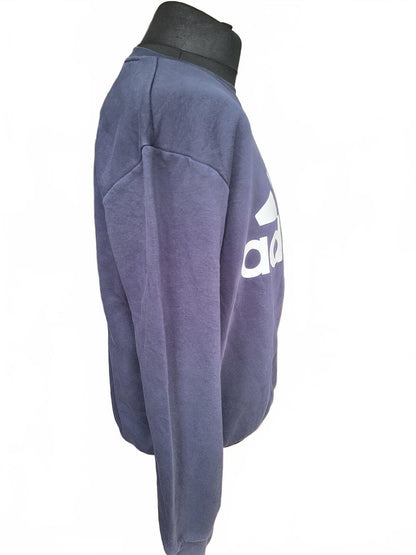 Adidas Navy Blue Crewneck Sweatshirt with Large Logo - Size Large