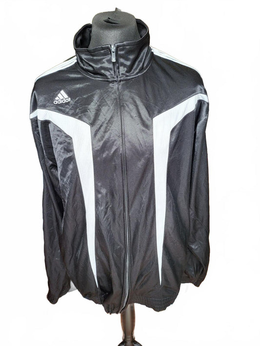 Vintage Adidas Track Jacket Black White Y2K 2008 Blokecore Squadra II Top XL
