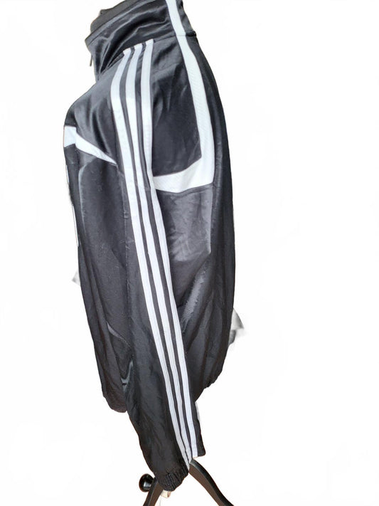Vintage Adidas Track Jacket Black White Y2K 2008 Blokecore Squadra II Top XL
