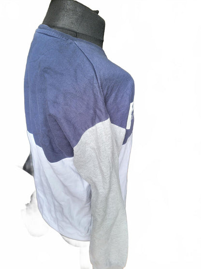 Ellesse Heritage Crewneck Sweatshirt Navy Grey White Block Colour Jumper Top M