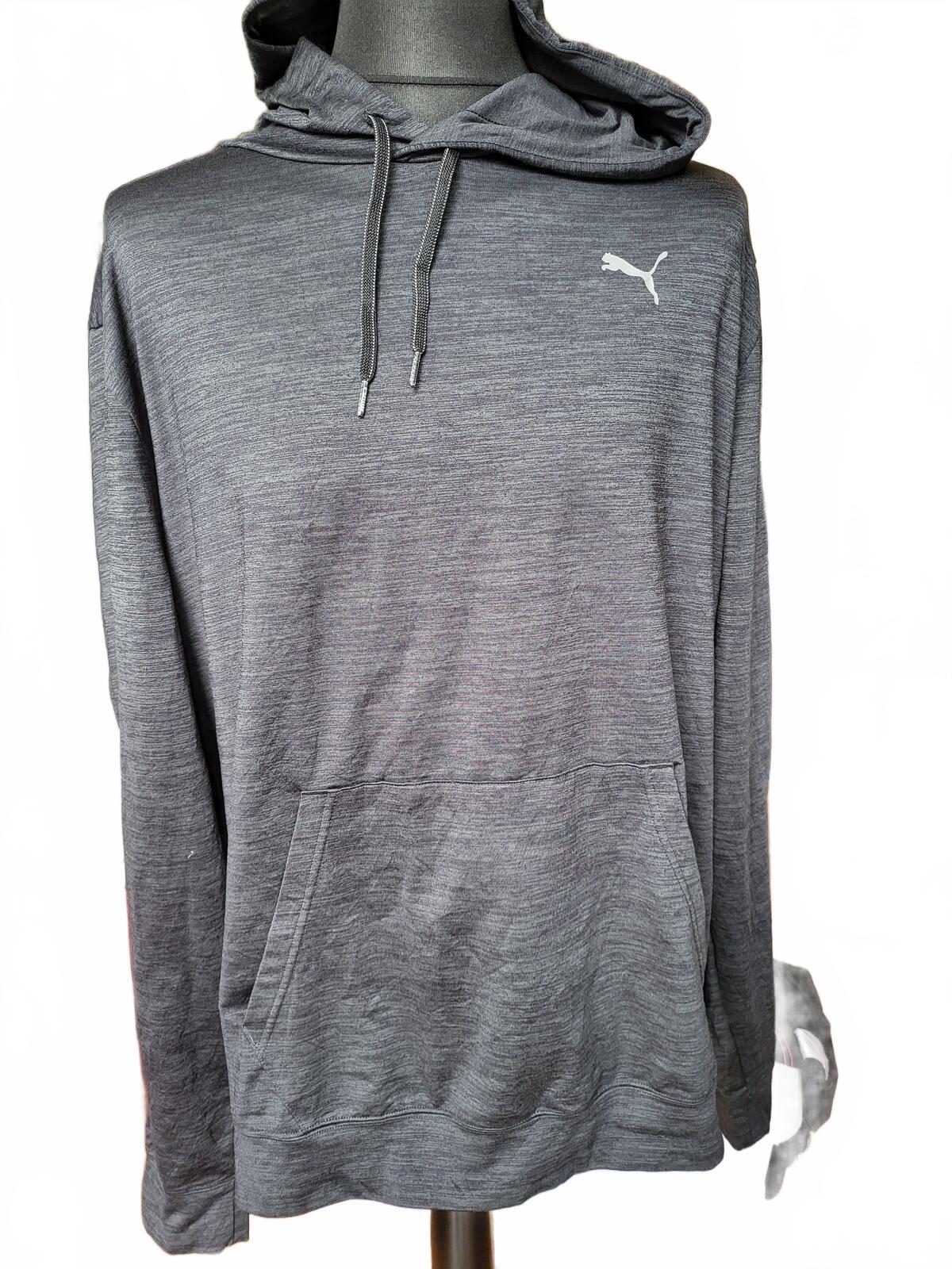 Puma Grey Lightweight Hoodie with Drawstring Hood and Front Pocket