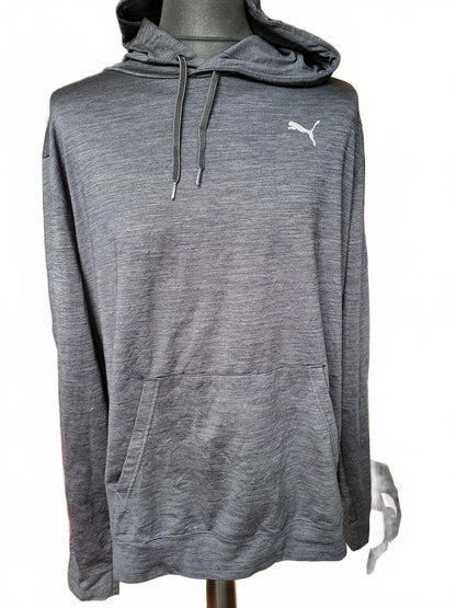 Puma Grey Lightweight Hoodie with Drawstring Hood and Front Pocket