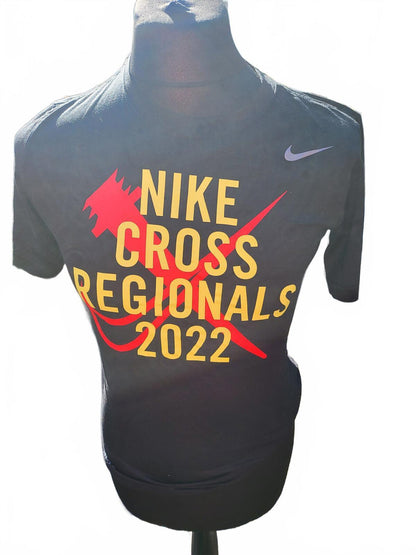 Nike Cross Regionals 2022 Running T-Shirt Black Gold Red XC Small