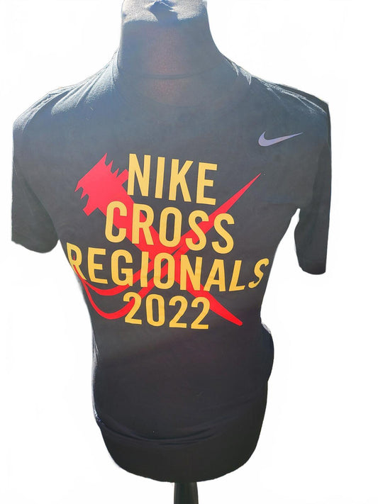 Nike Cross Regionals 2022 Running T-Shirt Black Gold Red XC Small