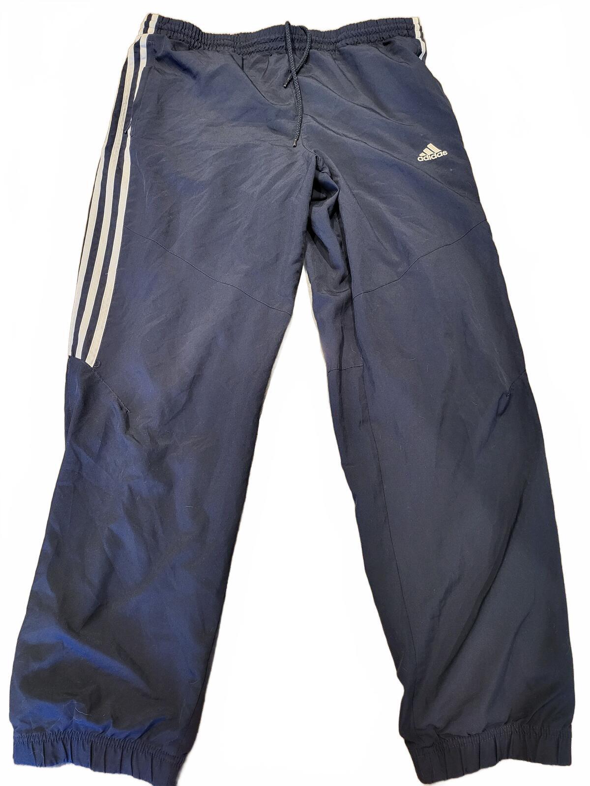 Vintage Adidas Tracksuit Bottoms Mens M 2XL Navy Blue 3-Stripe Joggers 2003