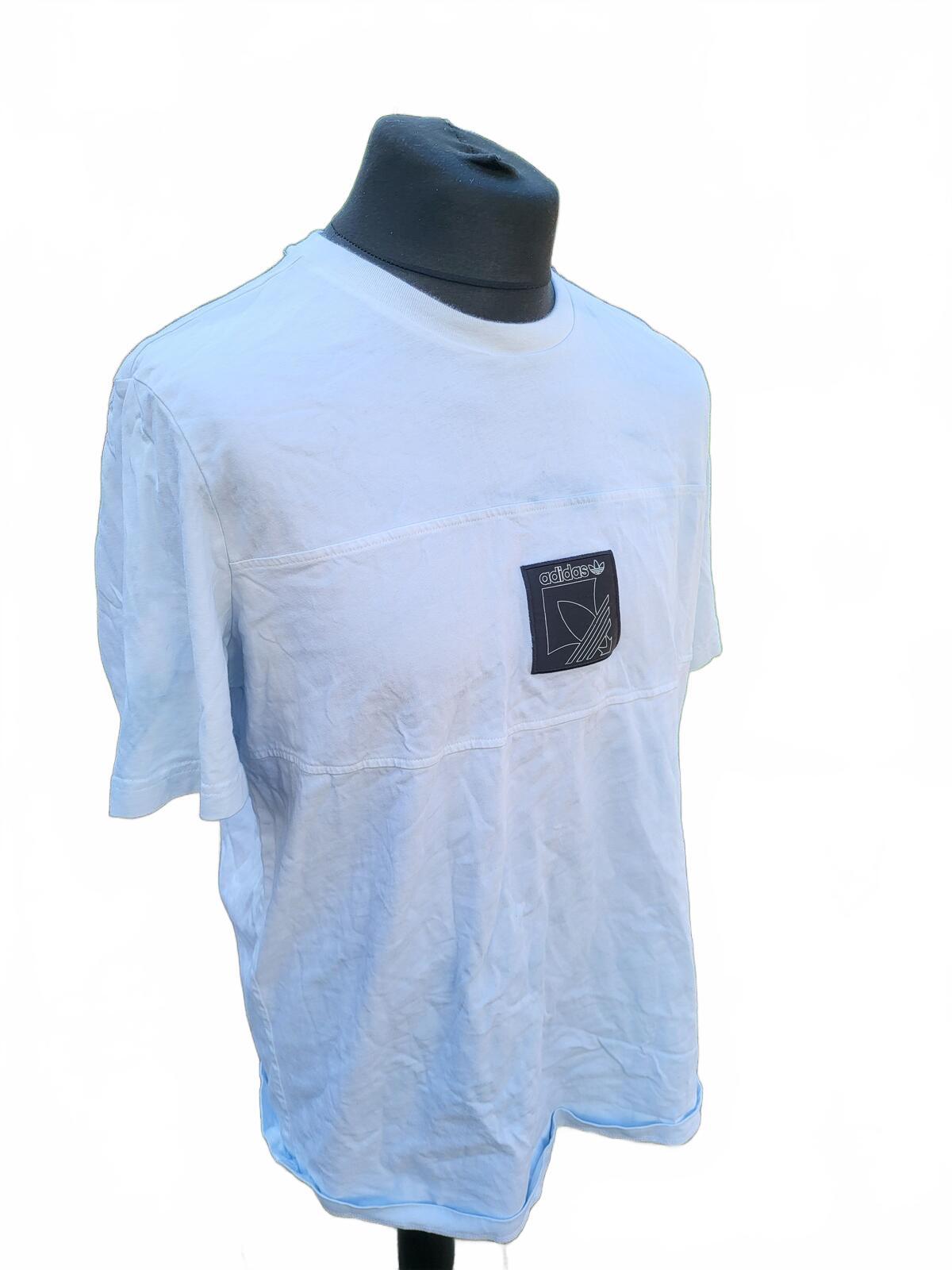 Adidas Originals T Shirt Mens XL Extra Large Light Blue Trefoil Patch Graphic