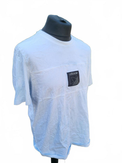 Adidas Originals T Shirt Mens XL Extra Large Light Blue Trefoil Patch Graphic