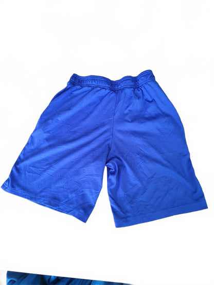 Under Armour Shorts Boys YLG Youth Large Blue Big Logo Gym Training Football