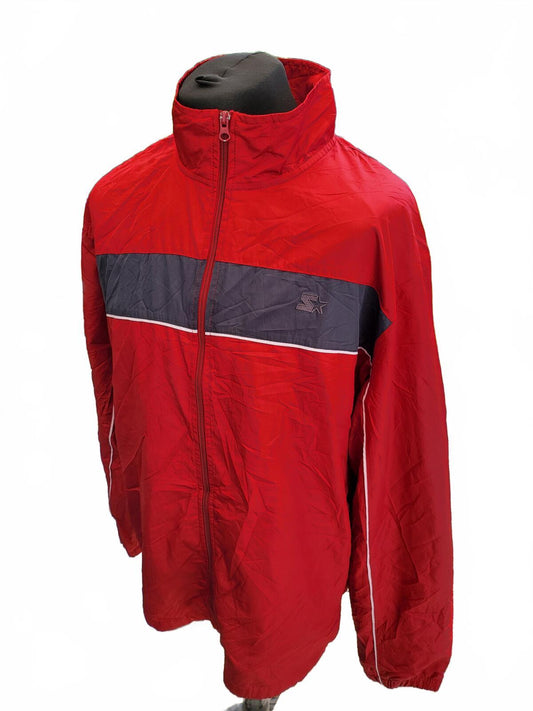 Starter Windbreaker Jacket Mens 2XL XXL Red Grey Retro Y2K Hip Hop Track Top