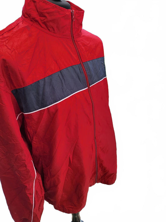 Starter Windbreaker Jacket Mens 2XL XXL Red Grey Retro Y2K Hip Hop Track Top