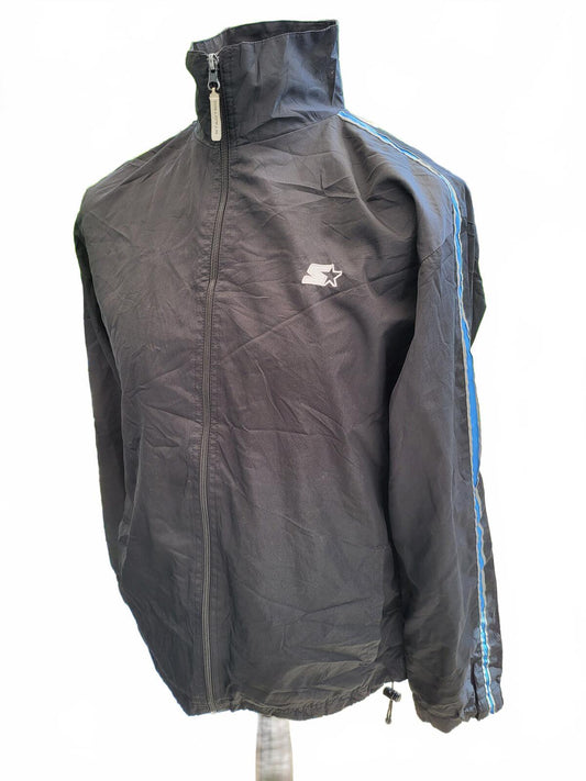 Vintage Starter Track Jacket Mens L Black Blue Late 90s Rare Retro Hip Hop Large