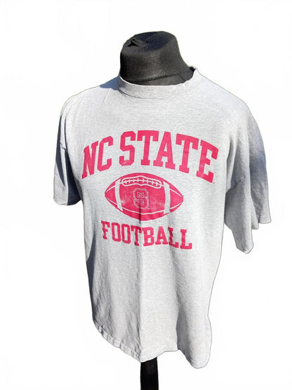 Vintage NC State Football Shirt Mens XL Grey Retro 90s College Wolfpack Large