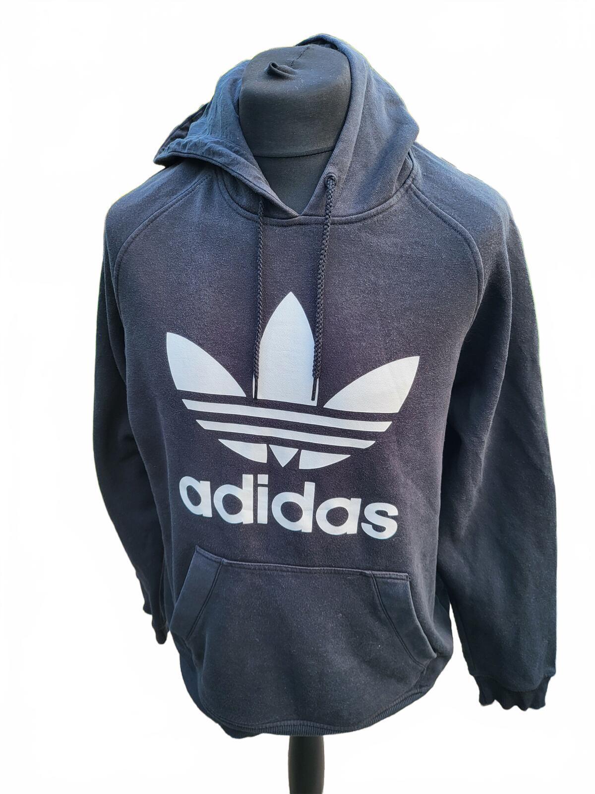 adidas Originals Trefoil Hoodie Mens Large L Black Raglan Pullover Hoody 2014