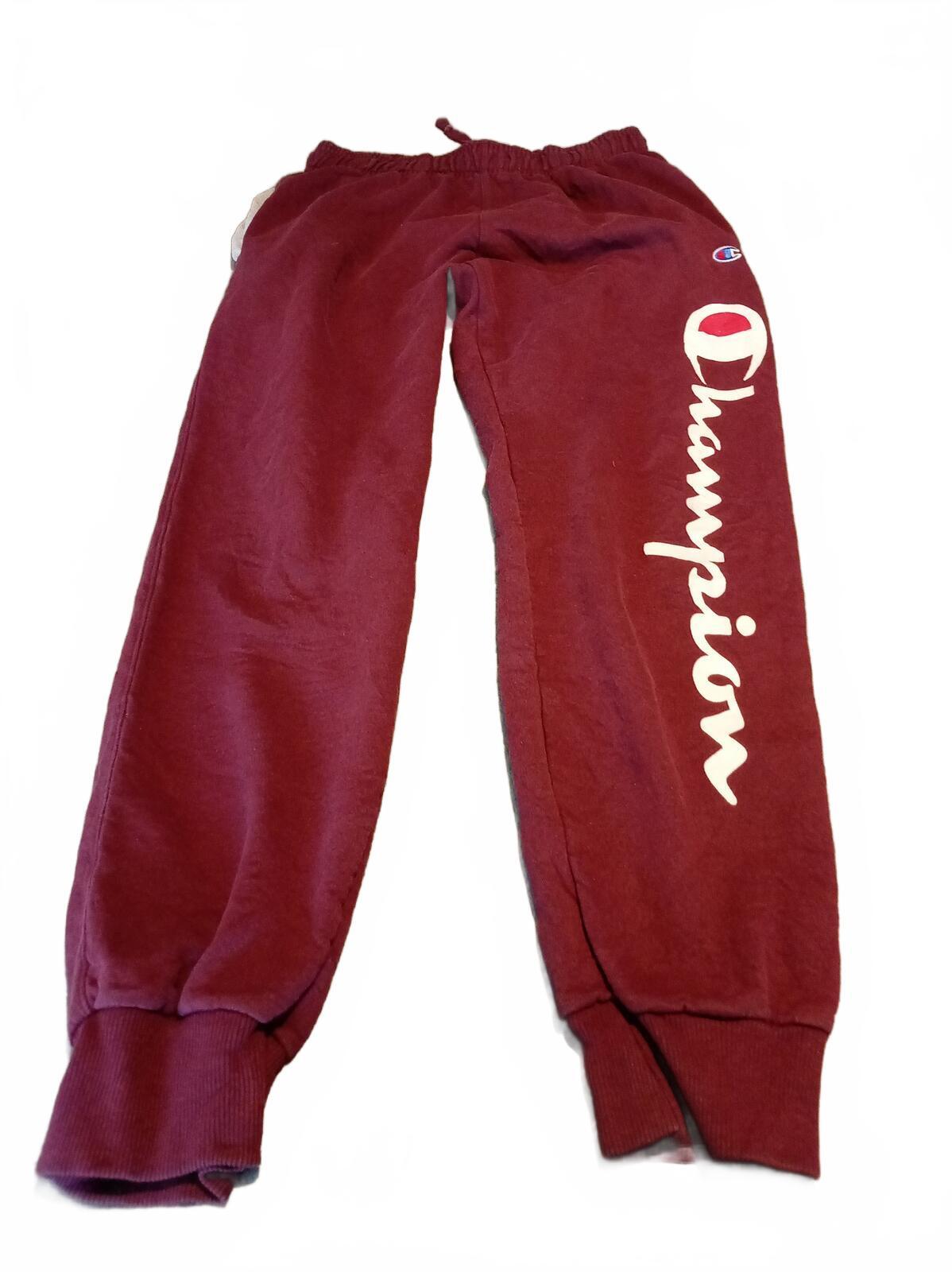 Champion Joggers Mens Medium Maroom Tracksuit Bottoms Striped Waistband Retro