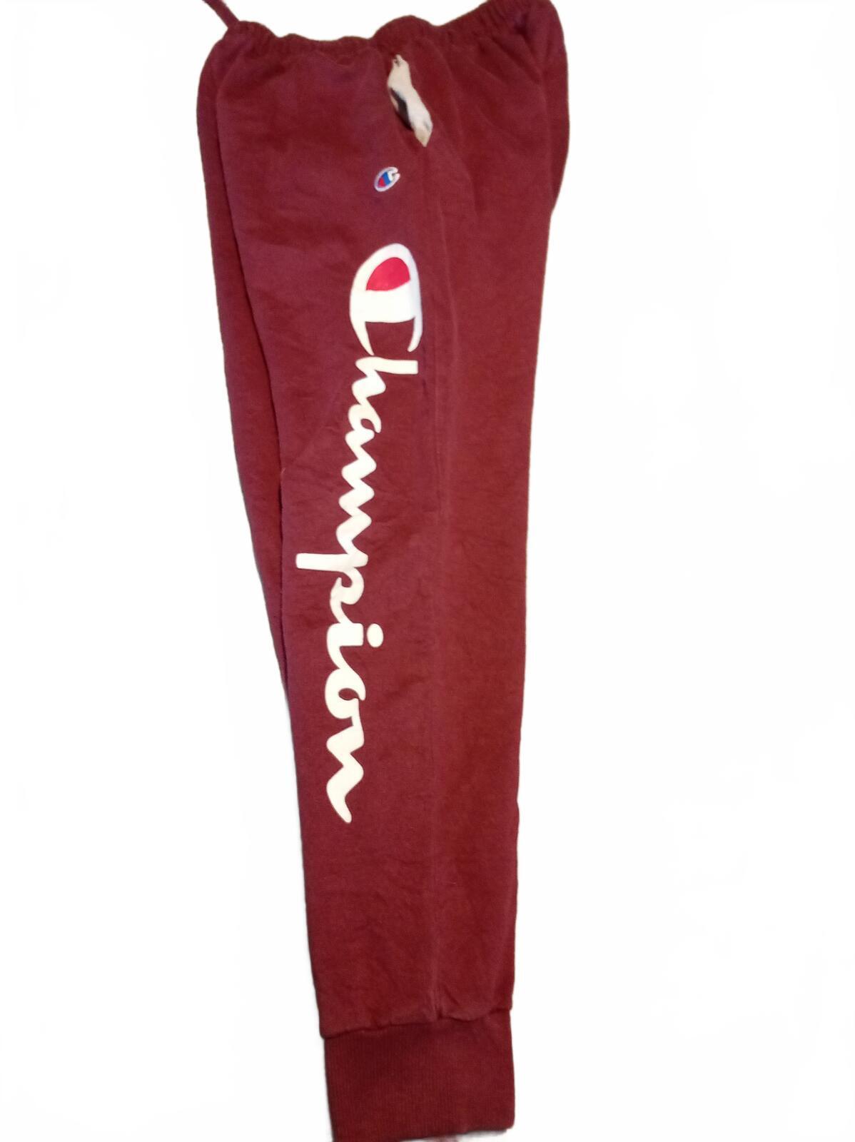Champion Joggers Mens Medium Maroom Tracksuit Bottoms Striped Waistband Retro