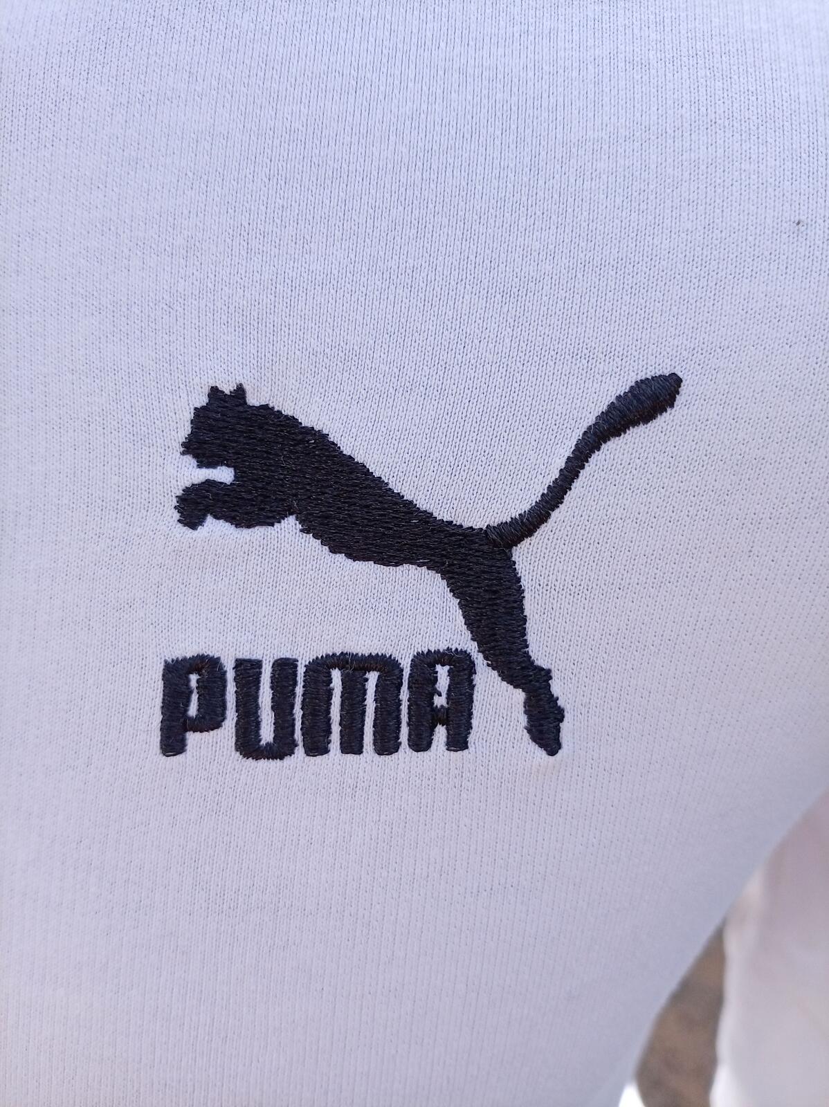 Puma Track Jacket Womens Small White Full Zip Bomber Sweatshirt Logo Tape Sleeve
